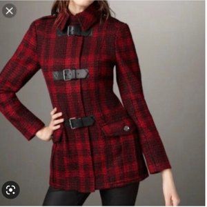 Burberry Brit Red & Black Plaid Jacket- Size USA 2